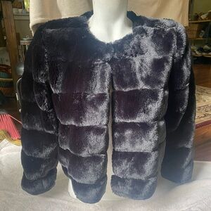 Calvin Klein Women's Plush Teddy Jacket - Black💛Like New Sz Small🌻